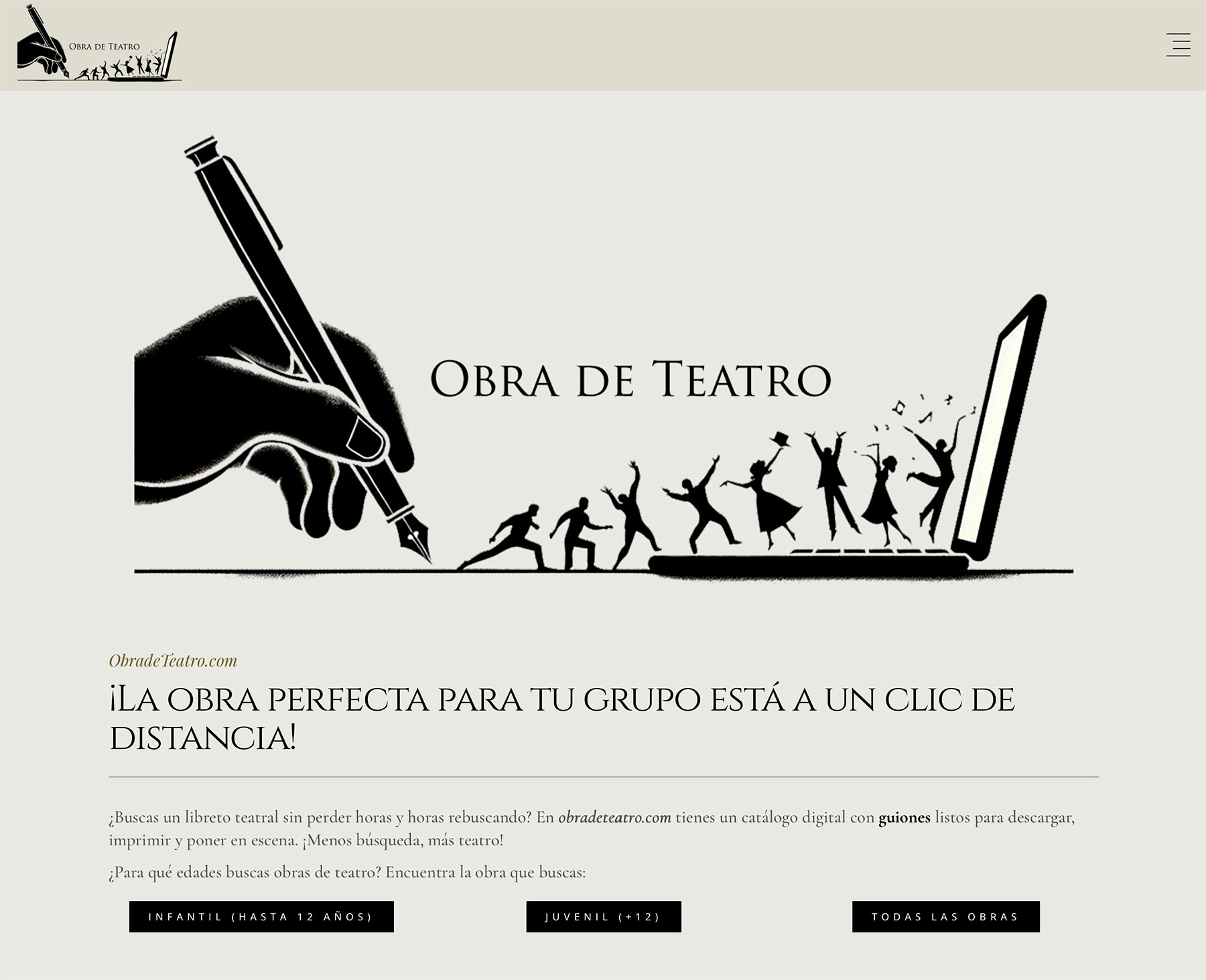 Obradeteatro.com homepage top screenshot