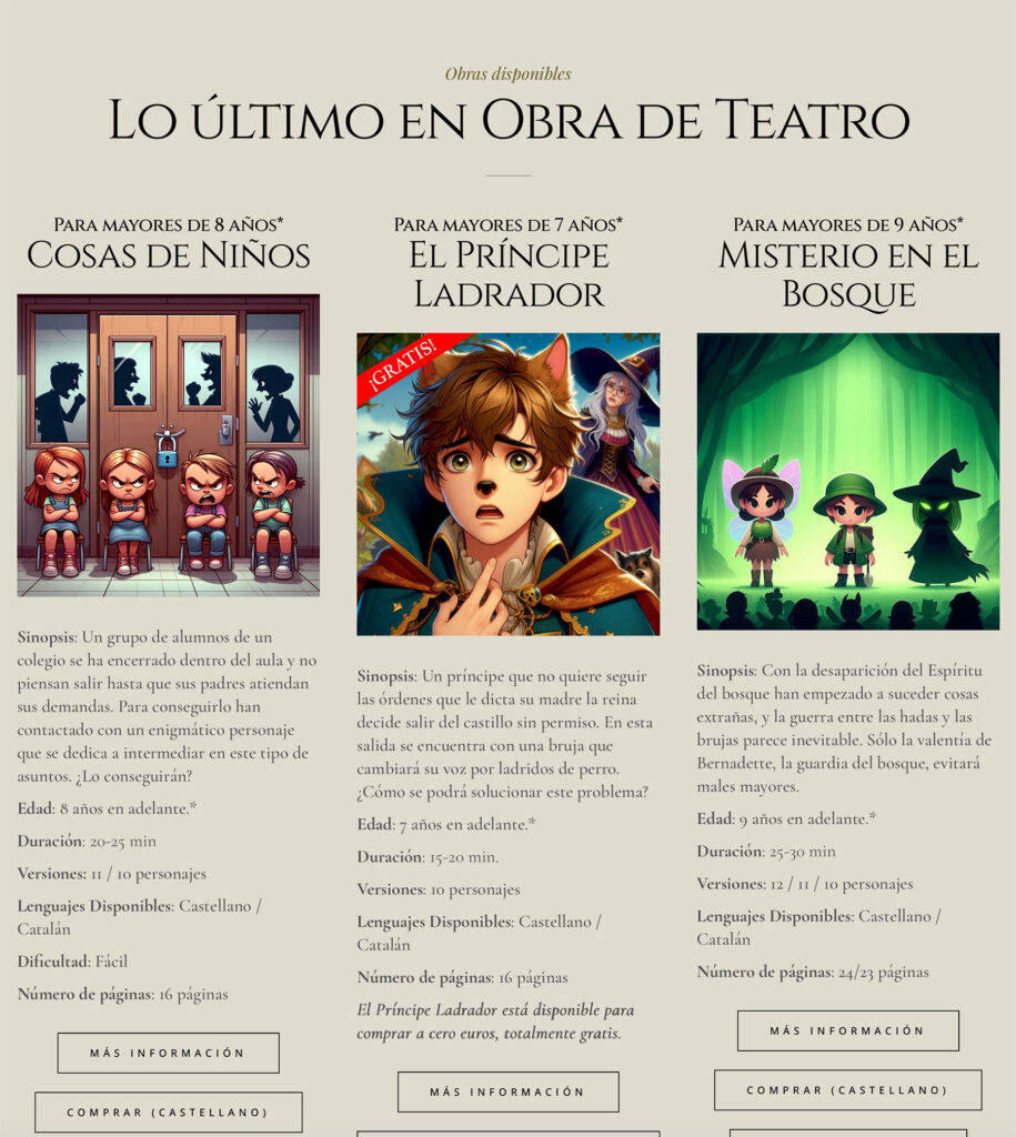 Obradeteatro.com latest plays screenshot